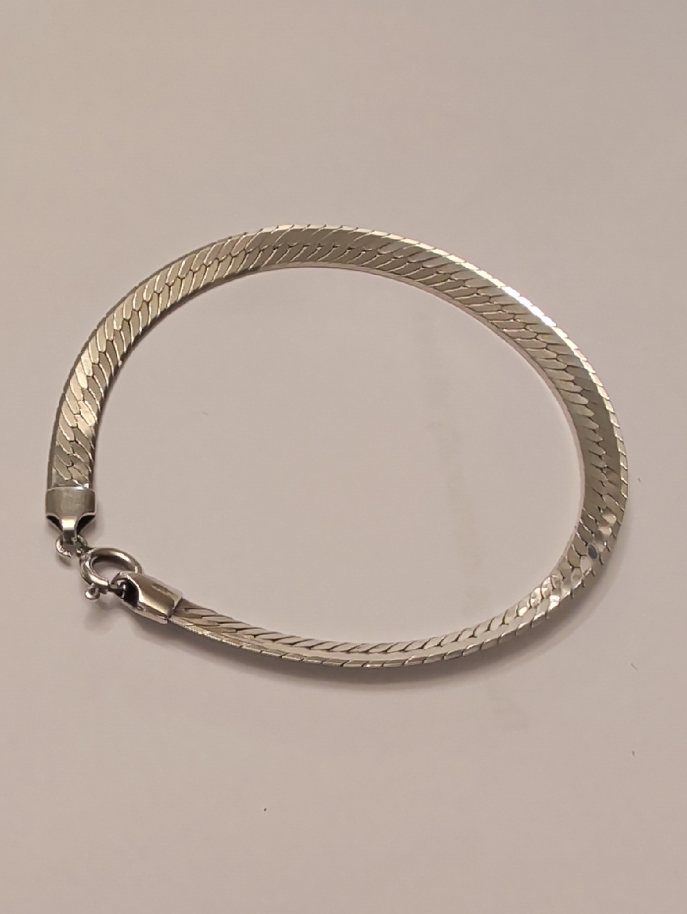 Sterling Silver Herringbone Chain Bracelet